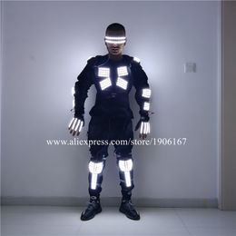 New Led Luminous Robot Dance Suit With Glasses Gloves Led Flashing Armour Led Light Up Outfits Stage Performance Costume Clothes