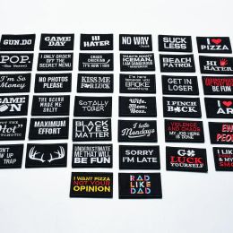 Creative English Quotes Patches Embroidered Letters Sticker Set Hook Loop Morale Badges Black White Slogan for DIY Caps Backpack