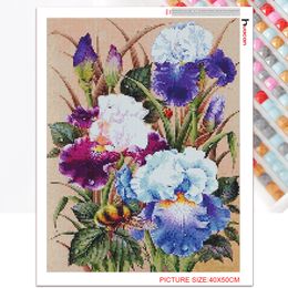 Huacan 5d DIY Diamond Painting Kit Full Square Iris Diamond Embroidery Cross Stitch Mosaic Flower Beaded Pictures
