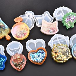 Quicksand Shake Pendant Silicone Mould Crystal Cute Cat Ice Cream Epoxy Resin Mould DIY Keychain Jewellery Making Tools