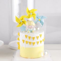 3pcs/lot Cute Sponge Colour Windmill Birthday Party Dessert Cupcake Cake Topper Decor Baby Cute Gift Three-dimensional Bunting