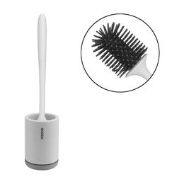 Toilet Bowl Brush Wall Mounted Soft Bristles with Holder Handle TPR Silicone Bathroom Cleaning Set WC Accessories Floor Standing