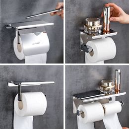 Paper Holders Bathroom Accessories Toilet WC Paper Holder Mobile Phone Roll Holder with Shelf Towel Rack MJ