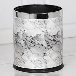 Metal Trash Can Flame retardant trash can Double Layer 10L Litres Open Top Floor Standing Waste Bin Dustin For kitchen Bathroom