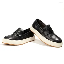 Casual Shoes Retro Style Genuine Leather Men's Loafer Handmade Business Sneaker Mocassins Footwear Male 1H2