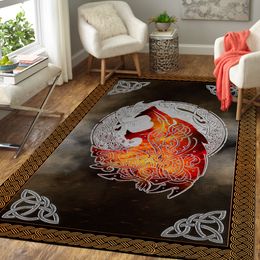 Viking Pattern Rugs All Over Printed Rug Graphic Square Flannel Anti-slip Large Carpet Living Room Home Decor Bedroom Furry Mat