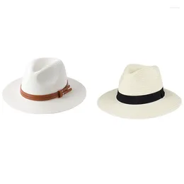 Wide Brim Hats 2PCS Natural Panama Soft Shaped Hat With Summer Unisex Ribbon Sun Foldable