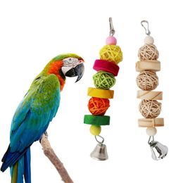 Birds Parrot Chew Strands Wooden Toy Bird Parakeet Bite Molar Toys Rattan Ball Bird Supplies