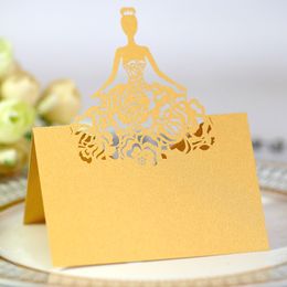 50Pcs 8x12cm Laser Cut Girl Lace Table Name Place Cards Favour Message Setting Card For Wedding Birthday Party Favour Decor