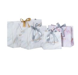Marble Gift Bag Candy Packaging Gift Bag for Wedding Guest Birthday Cake Handbag With Ribbon Party Decor Shopping handbag