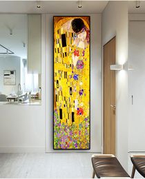 Classic Artist Gustav Klimt kiss Abstract Oil Painting on Canvas Print Poster Modern Art Wall Pictures For Living Room Cuadros Y202515007
