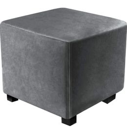 Square Velvet Footstool Cover Elastic All-inclusive Ottoman Covers 360 Degree Footres Protective Cases for Living Room Slipcover