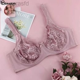 Bras Beauwear Sexy Lace Push Up Bra Adjusted-straps Bras For Women Ultra-thin Bralette Lingerie Intimates Plus Size 40 42 44 46 B C D 240410