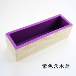 Silicone Soap Mould Rectangular Flexible Mould with Wooden Box for DIY Handmade Tool MJ902