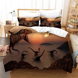 Dinosaur Duvet Cover Set King Size Jurassic World Battle 2/3 Piece Twin Bedding Set Unique Dinosaur Bedding for Kids and Adults