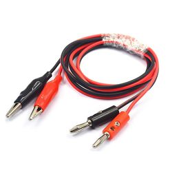 Wholesale 1Pcs 1Meter Red and Black Alligator Testing Cord Lead Clip To Banana Plug Double-Ended Test Clips for Multimeter Test