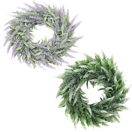 Lavender Wreath for Front Door, Flowers Garland for Interior Door Ornaments, Artificial Wreath for Wedding Party Home Wall Decor