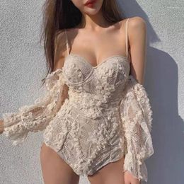 Women's Swimwear 2024 Women Lace Hollow One Piece Bandage Bathing Suits Push Up Female Swimming Suit Sexy Swimsuit Swim Beach Dress