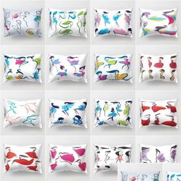 Cushion/Decorative Pillow Fashion Silhouette Ladies Elegant Dance Polyester Printed Cushion Er Home Decor Pillowcase Rectangar 50X30 Dh0Hw