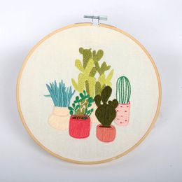 Flowerspot Embroidery Kit DIY Needlework Botanical Gardens Needlecraft for Beginner Cross Stitch Artcraft(Without Hoop)