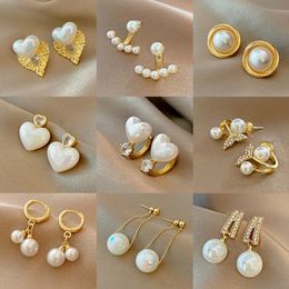 Gold diamond stud earrings Genuine Stud Pearl Earrings Natural Freshwater Pearl 925 Sterling Silver Earring Pearl Jewellery For Wemon Wedding Gift