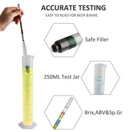 3 Scale Hydrometer Making Triple Scale hydrometer &250ML Graduated Cylinder Testing for beer and wine,home brewing