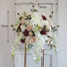 New artificial flower ball wedding table flower rose artificial butterfly orchid ball wedding party background decoration