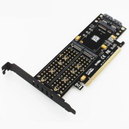 Cards M.2 NVMe SSD NGFF to PCIE3.0 X 16 adapter M Key B Key mSATA interface card Suppor PCI Express 3.0 3 in 1 With Dual SATA III