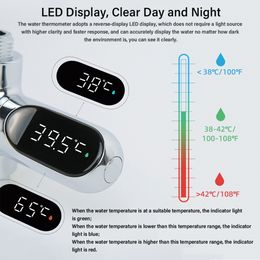 Digital Shower Thermometer LED Display Smart Water Temperature Metre with Timer for Baby Care Bathroom Kitchen Home Battery Free