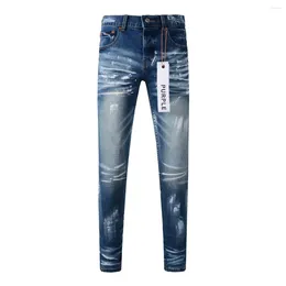 Women's Pants 2024 Purple Brand Jeans With Distressed And Slim Fitting Colour Blue Paint Fashion Repair Low Rise Skinny Denim