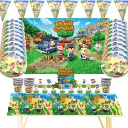 Animal Crossing New Horizons Game Party Supplies Baby Shower Happy Birthday Disposable Tableware Birthday Party Decorations noel