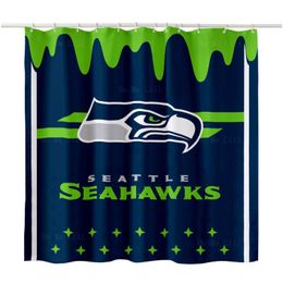 Superhero Avengers Seattle Football Team Logo 3D Printed Bathroom Decor Fabric Shower Curtain Chrismas Gift For Sports Fans