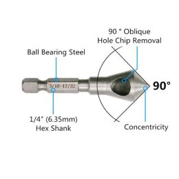 STONEGO 3PCS 90 Degrees Countersink Bit Deburring Drill Bits Tapper Hole Cutter Hand Tools Wood Soft Metal Plastic Chamfer