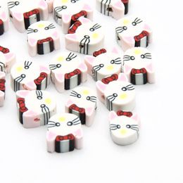 8x10mm White Pink Cat Polymer Clay Beads Loose Spacer Beads For DIY Jewellery Making Handmade Necklace Bracelet Charm Accessories