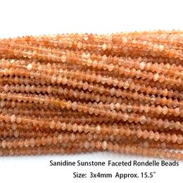 Veemake Natural Gold Sanidine Sunstone Faceted Round Rondelle Edge Cube Coin Raw Mineral Nugget Disc Beads For Jewellery Making