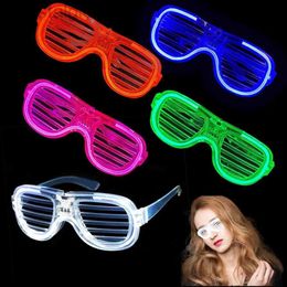 Led Rave Toy 5PCS LED Light Up Glow Glasses Party Supplies Glow Dark Party Favor for Neon Birthday School Event Mardi Gras Party Rave Holiday 240410