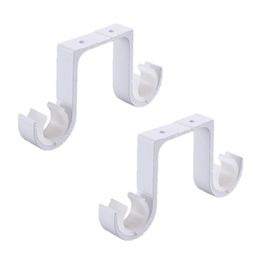 2pcs/set Double Curtain Rod Brackets Window Hardware Hook Holder Hanger Roof Mounted Home Decor Q84D