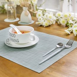 2/4/6Pcs Placemats PVC Dining Table Mat Weave Disc Pads Bowl Coasters De Cozinha 30*45cm Plate Bar Kitchen Coffee Table Mat