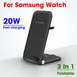 Chargers 3 in 1 Samsung Watch Charging Station Wireless Charger Foldable for Samsung Galaxy Watch Airpods Holder Stand Travel Charger 20W