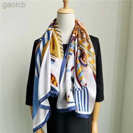 Scarves 100% Pure Silk Square Scarf Women Designer Print Satin Head Scarf Large Bandana Real Silk Scarf Echarpe Femme 110x110cm 240410