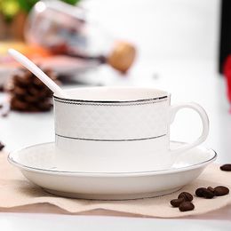 Ceramic Coffee Set Milk Tea Mugs Cups & Saucers Kitchen Drinkware Utensil Birthday Presents Wedding Gifts Rose Finished 150ML