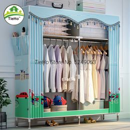 Simple Modern Non-woven Wardrobe Single Double Dormitory Household Assembly Cabinet Cloth Fold Portable Hanging Wardrobe
