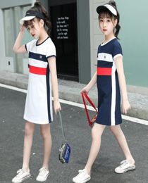 2020 Girls Summer Dress Little Girls Clothing Long T Shirt Sport Dress Fashion Teenage Clothes Size 6 8 10 13 Kids6446636