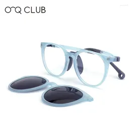 Sunglasses Frames O-Q CLUB Fashion Children Glasses 2 In 1 Magnetic Clip On Polarized Myopia Prescription Kids Eyeglasses 19976