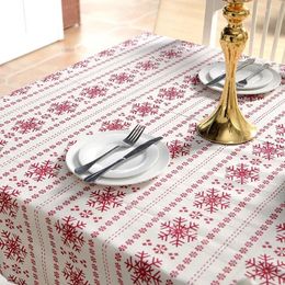 Table Cloth Red Snowflakes Christmas Customizable Linen Cotton Tablecloth For Wedding Banquet Party Kitchen Washable Cove