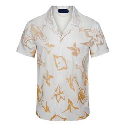 Summer men's T-shirt Designer printed button cardigan silk short sleeve top High quality fashionable men's swimming shirt series beach shirt European size M-3XL EM36