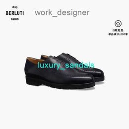 BERLUTI Mens Dress Shoes Leather Oxfords Shoes Berluti Classic Mens Shoes New Physio Calf Leather Solid Color Mens Business Leather Shoes Black 065 HBZ8 NHNH