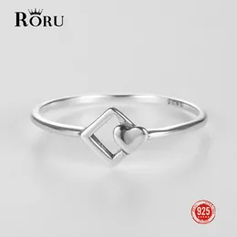 Cluster Rings RORU 925 Sterling Silver Fashion Geometric Simple Hollow Out Butterfly Finger For Women Party Sparking Jewellery Gifts