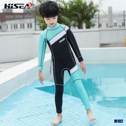Hisea Kids 2.5MM Warm SCR Neoprene Wetsuits Children's Swimming Elastic Diving Suit Boys Girls Surfing Rash Guards Beach Game