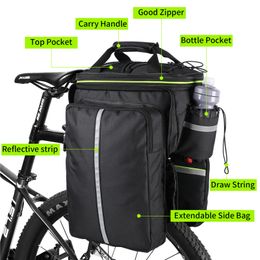 3 in 1 Waterproof Bike Trunk Bag MTB Road Bicycle Bag Large Capacity Travel Luggage Carrier Tail Saddle Seat Panniers Rear Rack